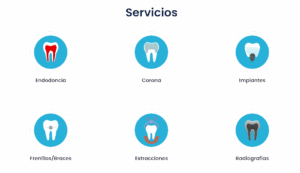 Servicios, Endodoncia, Corona, Implantes, Frenillos/Braces, Extracciones Radiografías 